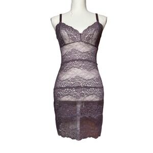 NWT‎ Samantha Chang New York Purple Lace Dress Mini Fitted Lingerie S